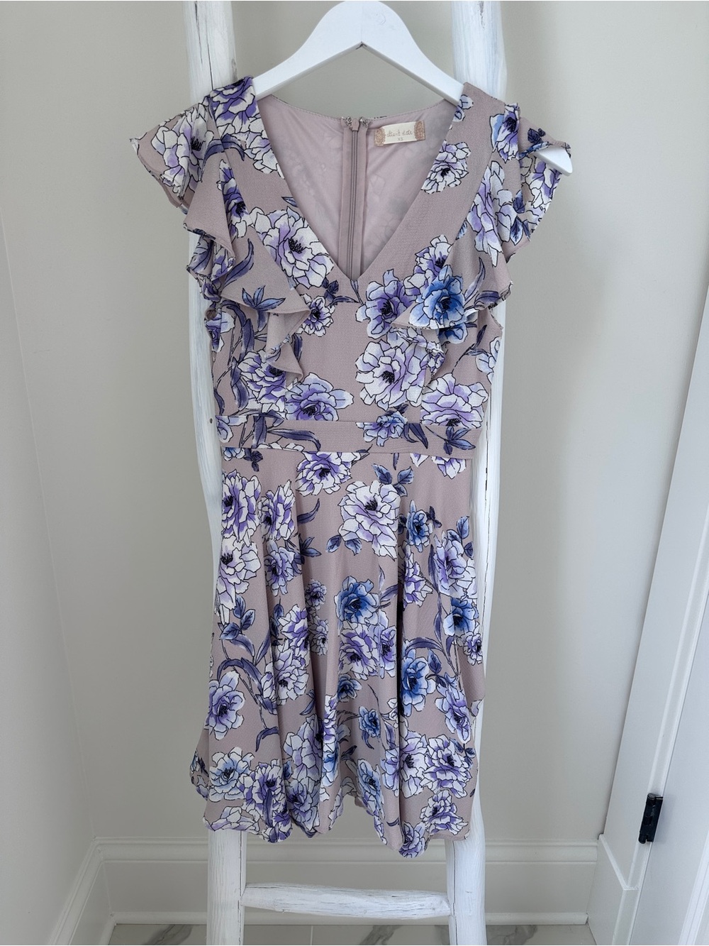 Altar'd State Mauve Floral Dress with Blue and Purple Blooms Size XS